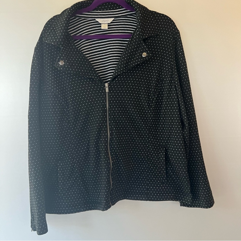 CJ Banks black with white polka dot jacket size 2X